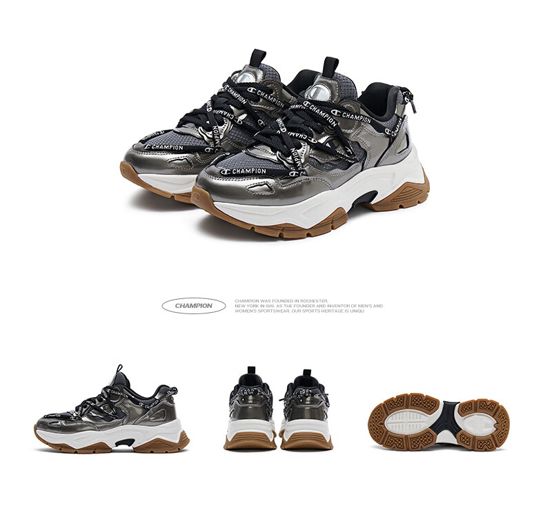 Champion American Dad Shoes for Women And Men, Casual Fashion Korean-Style Thick-Soled Height-Increasing Dad Shoes 24FWC12 Deep Silver 18