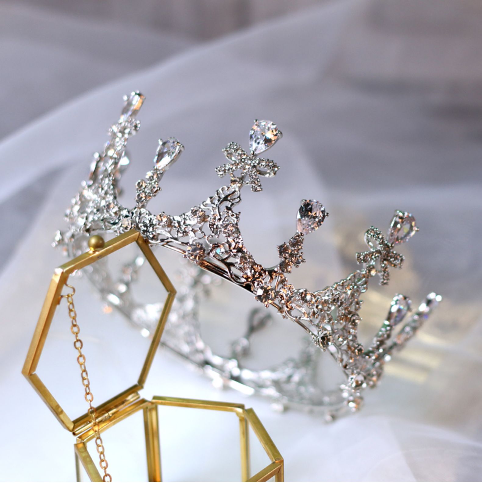 十八岁成年礼女18公主女王头冠 gz-62复古皇冠 串灯(拉菲草礼盒装)