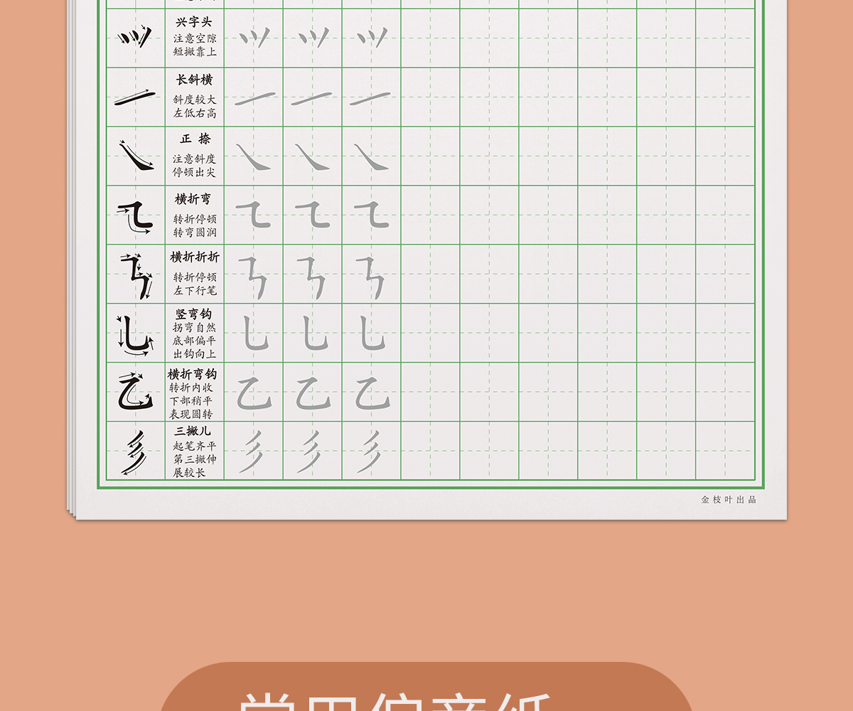 田字格硬笔书法纸专用笔画笔顺练字帖偏旁部首专训楷书入门基础训练篇