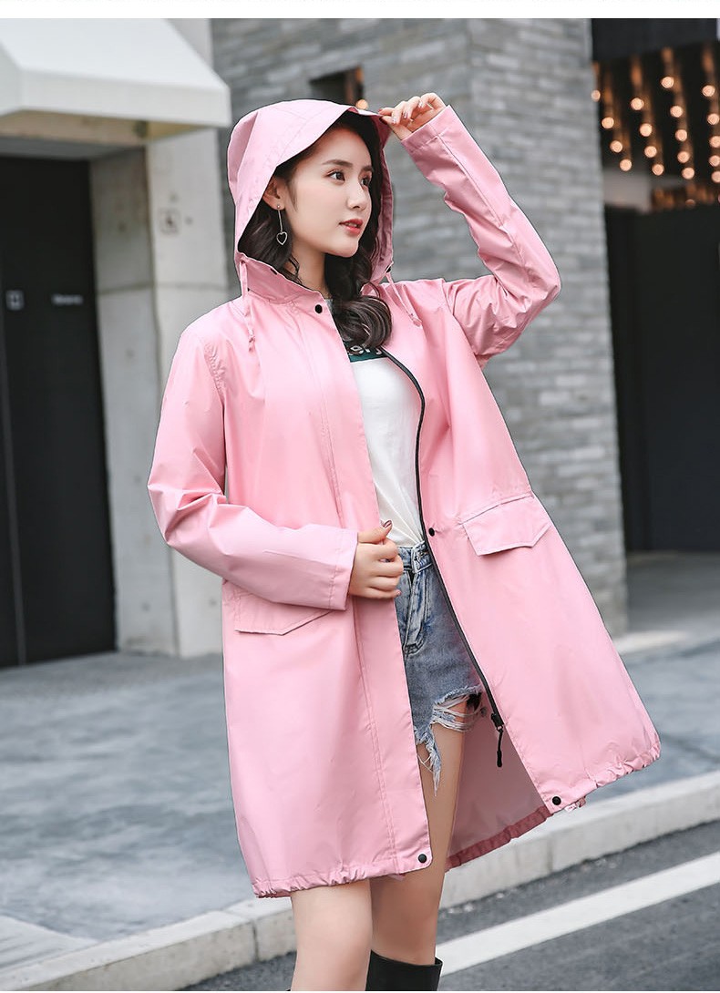 女士长款雨衣 日式便携轻薄徒步雨披 防雨外套 风衣式雨具 雨衣-2001