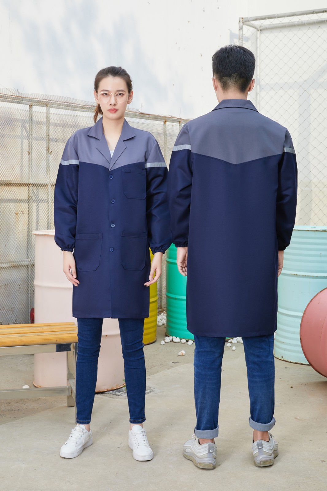 装耐蓝大褂劳保服工作服男女长款搬运搬货工衣耐磨耐脏食品厂车间大褂