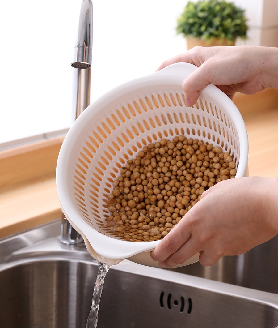 帝杰尔 日式双层沥水篮 洗菜盆客厅水果盘家用小号塑料菜篮子洗菜篮