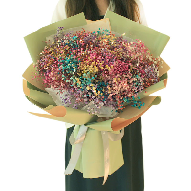 向日葵包装闺蜜女朋友男生网红毕业照 米白满天星土黄色牛皮纸 礼袋灯