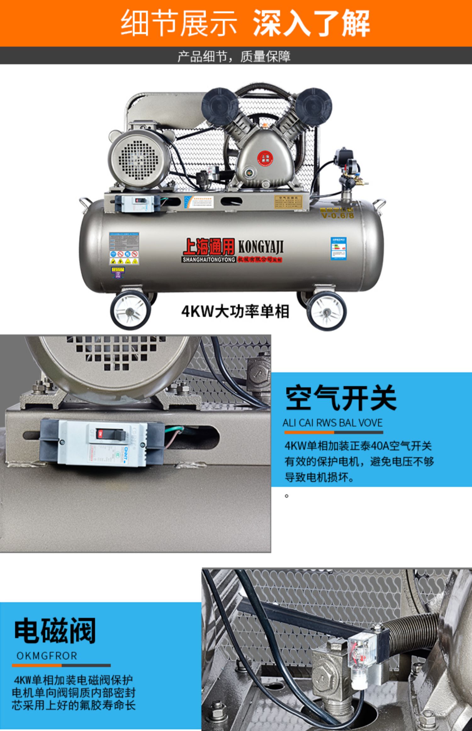 氣泵空壓機小型高壓工業級75kw220v空氣壓縮機大型380v三相3千瓦全銅