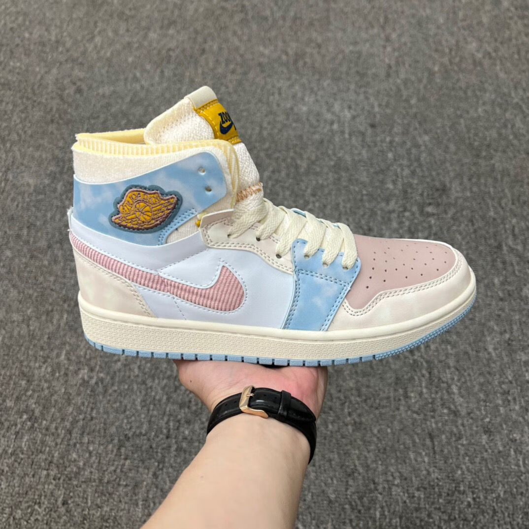【官方旗舰】新款高品质 aj1 zoom米蓝色 米粉色马卡龙男女同款高帮