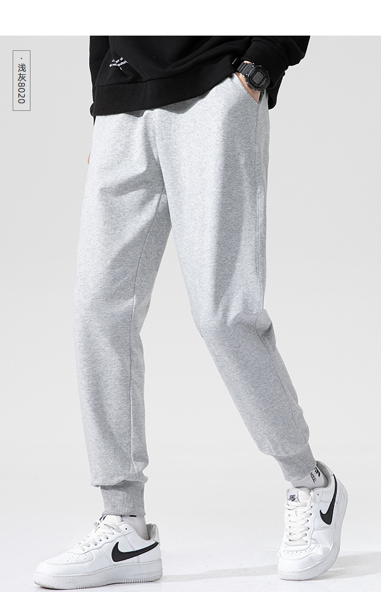 真维斯休闲裤男宽松新款情侣裤纯色束脚运动裤潮流jm黑色8010s