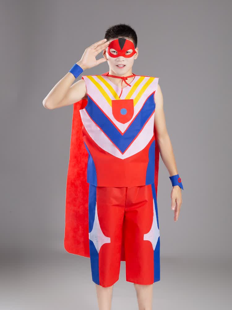 儿童环保服装diy材料手工环保衣服幼儿园亲子走秀服装时装秀美国队长