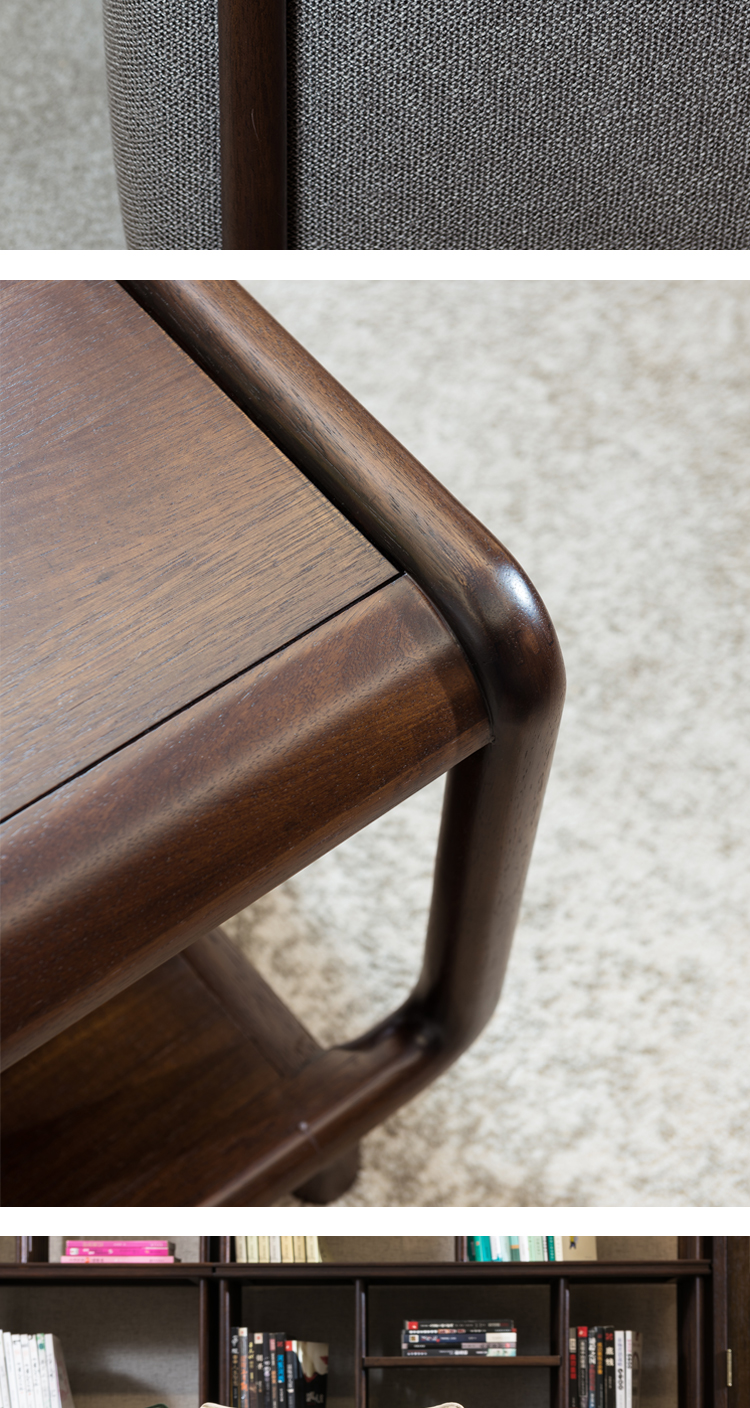 北欧檀丝木沙发新中式客厅套装极简组合家具棉麻灰色高端休闲布艺