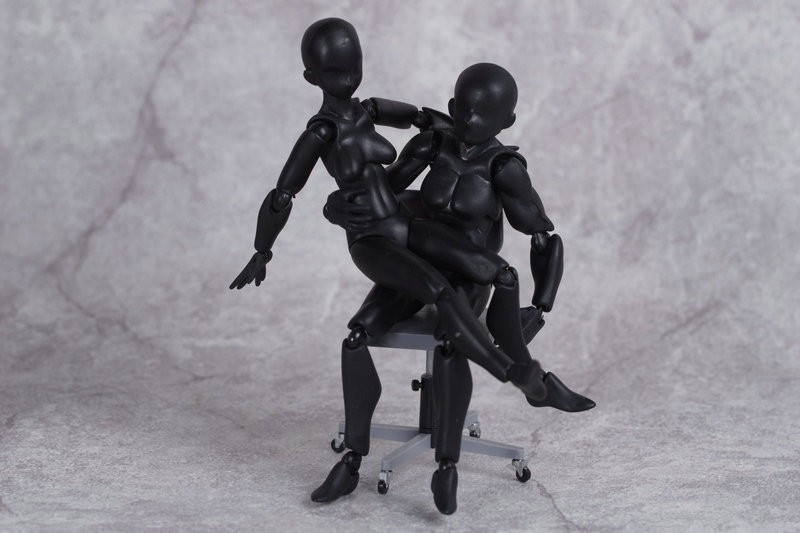 0素体关节可动画画素描人体模型摆件人偶手办毕业礼物 2.0 男灰色