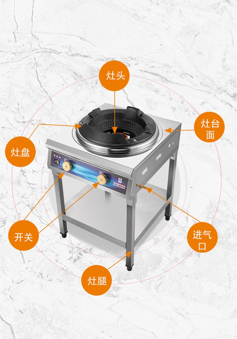 鹿角马猛火灶商用饭店专用猛火炉大排档炉具单灶头煤气灶燃气灶浅水槽