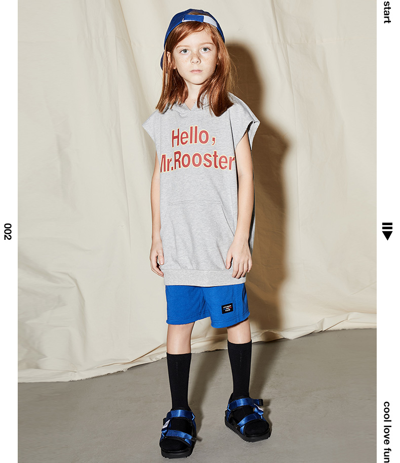 little moco童装夏装儿童卫衣连帽无袖上衣男女童slogan针织卫衣 黑色