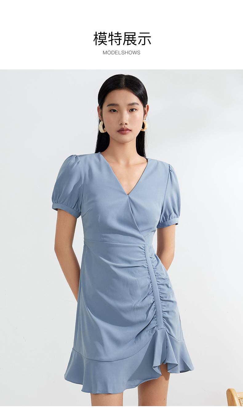 thesealife欧海一生设计感小短裙女2022春夏精致百搭显瘦7328天空蓝s