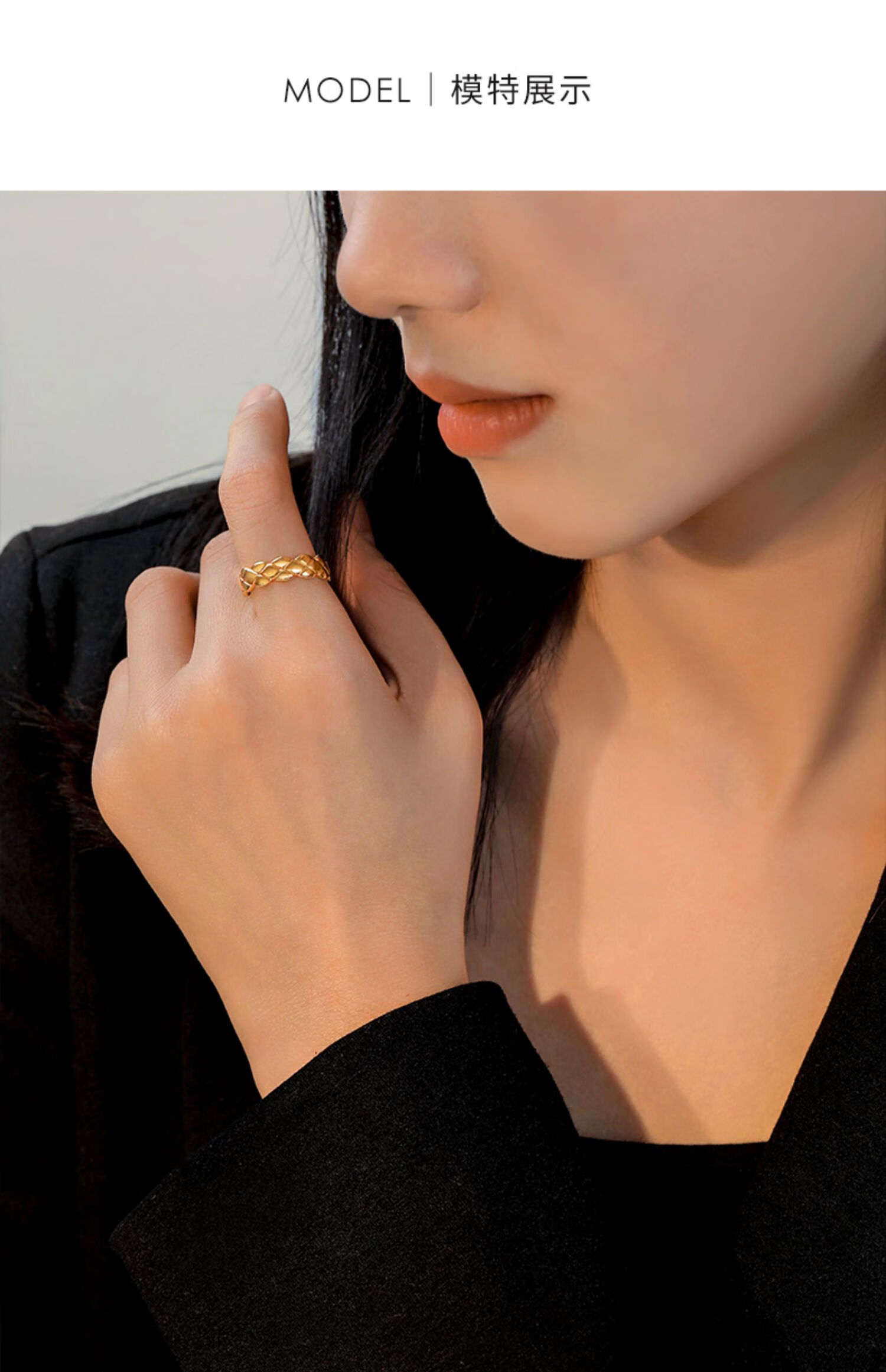 百黛柔珠宝 5g黄金999足金5d硬金戒指素金指环小香风菱格宽版窄版刻字