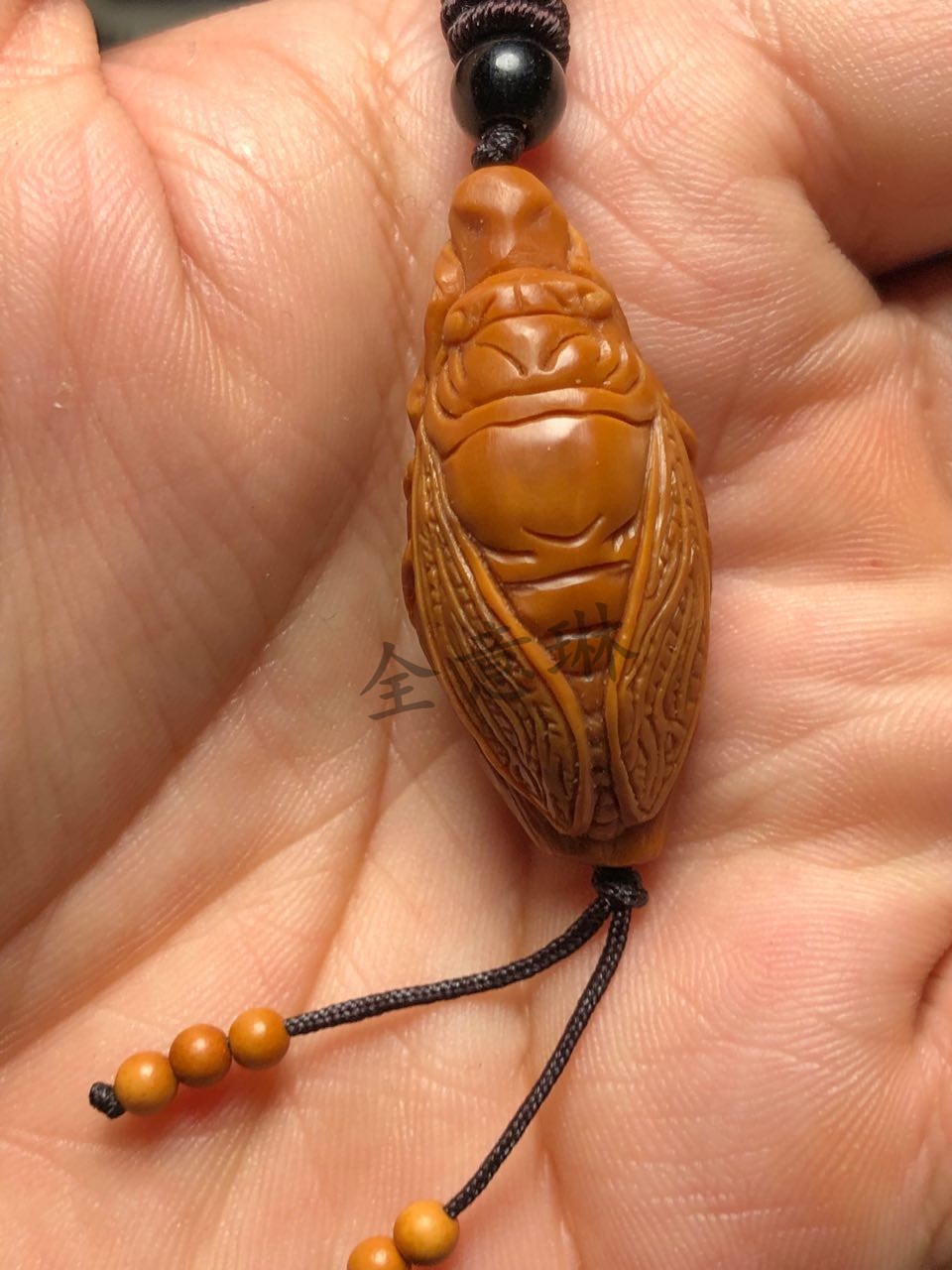 全意琳 橄榄核雕单颗吊坠金蝉单籽知了一鸣惊人手机挂件车钥匙扣文玩