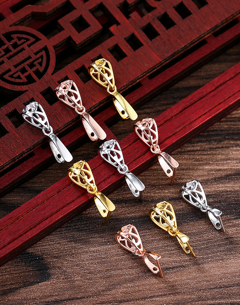 男女银扣配件扣子s925银吊坠扣头银扣头翡翠玉器水晶项链扣夹扣 色中