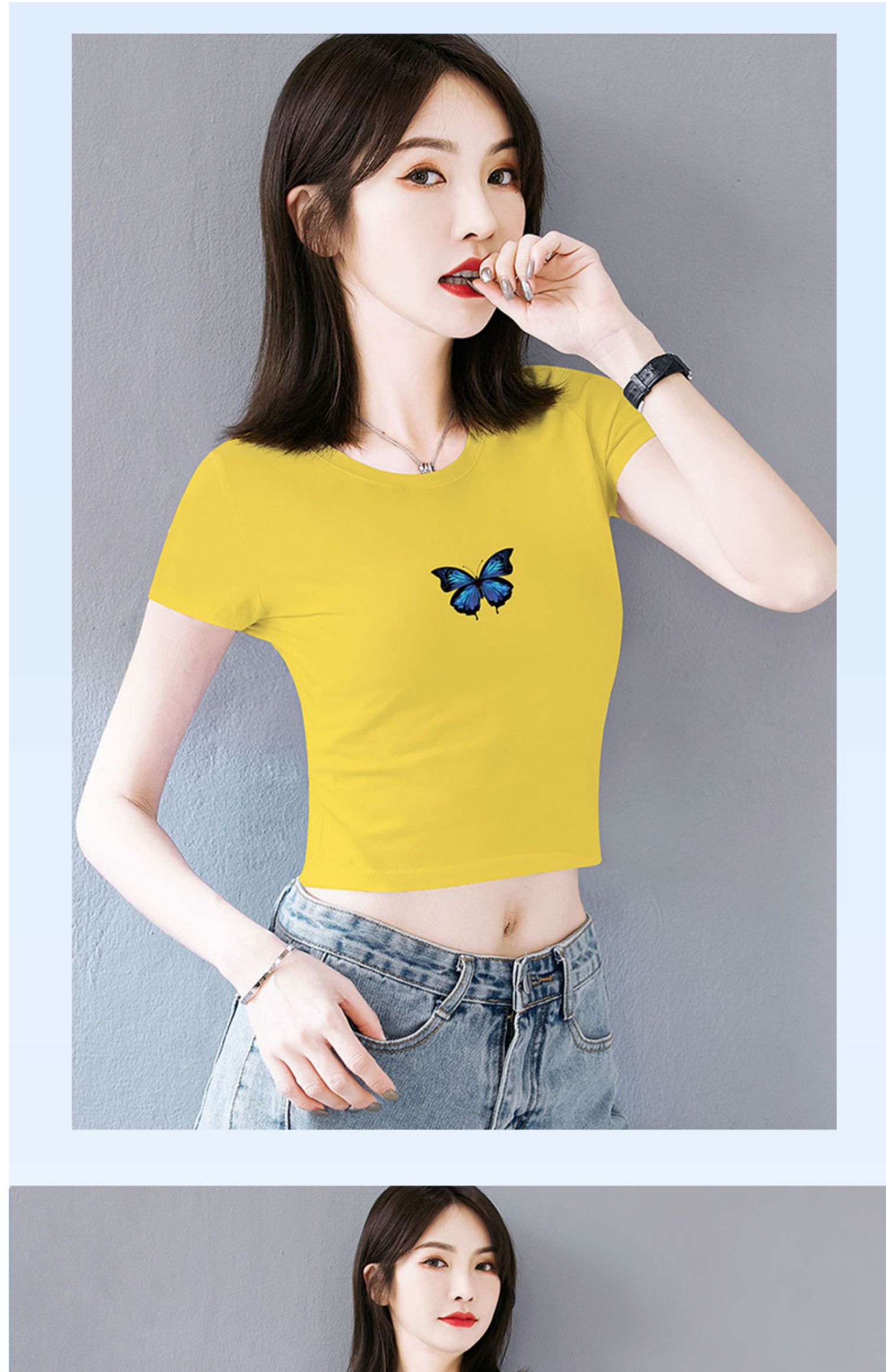 露脐超短款上衣女夏配高腰裤紧身白色t恤短袖心机设计感小众修身 白色