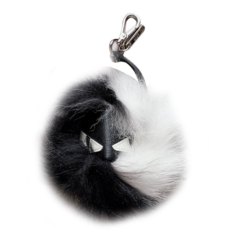 芬迪fendi小怪兽拼色毛毛球钥匙扣时尚可爱包挂拼色均码
