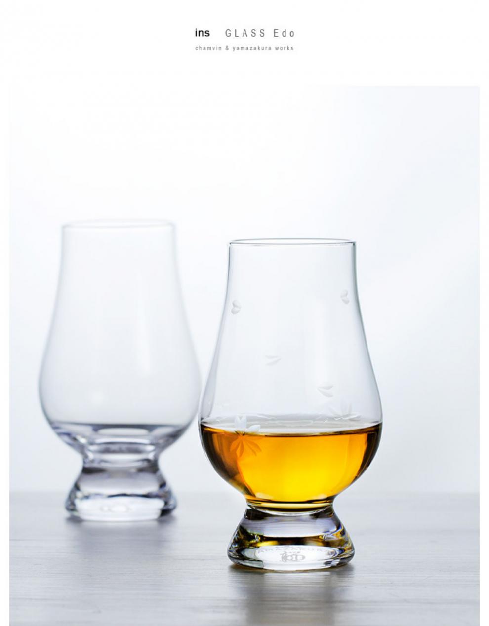 威士忌闻香杯凯恩杯日本闻香杯威士忌品鉴酒杯水晶刻花木盒品酒杯山 