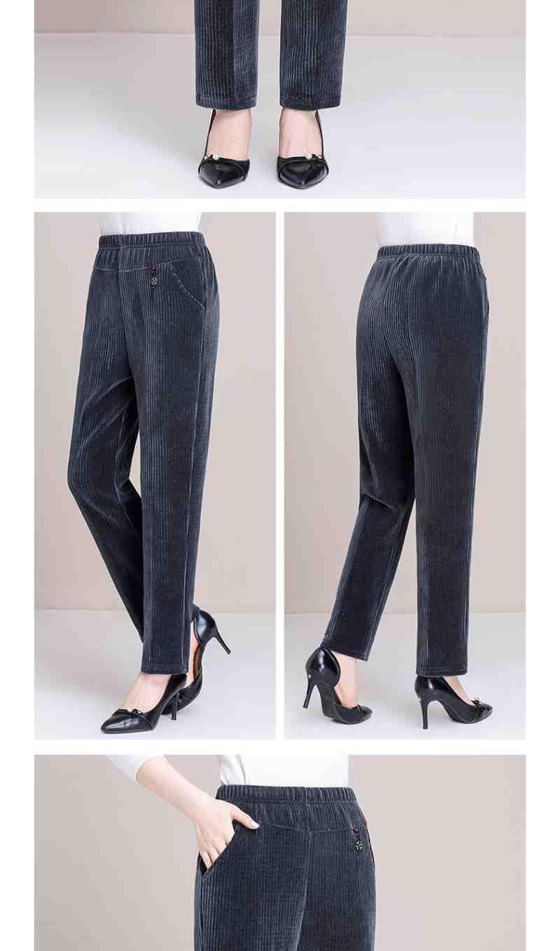 女裤老年人女士女式显瘦遮肚子秋冬季冬天妈妈休闲裤乐卉灰蓝色3xl