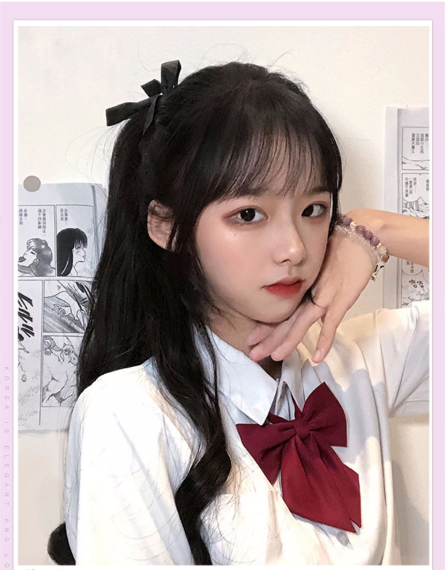 天使丝丝双马尾假发女发ita绑带式抓夹款高马尾辫子 黑【绑带款】