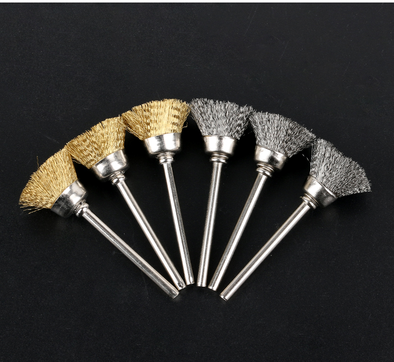 钢丝刷 不锈钢丝电动打磨头除锈清洁 铜丝抛光笔刷迷你磨头3mm柄
