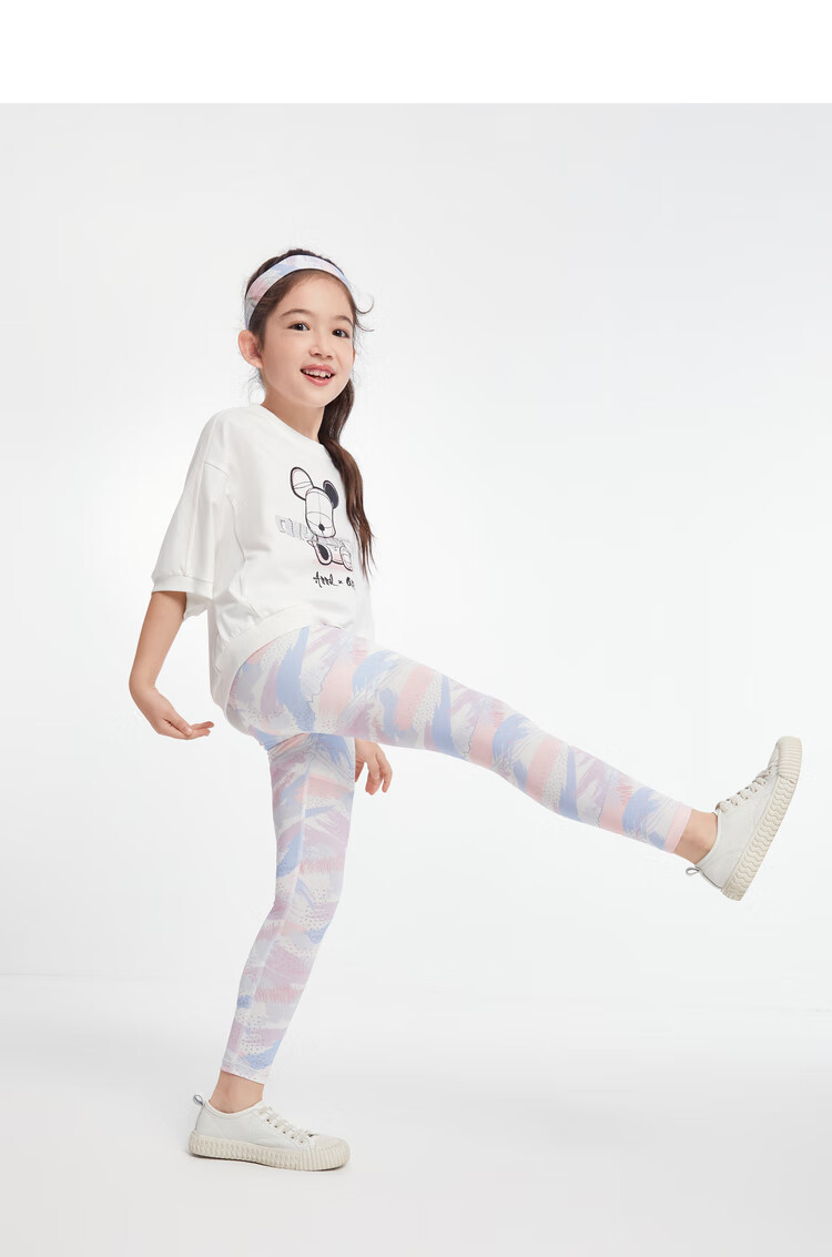 安奈儿童装女童舒适不勒肚肚运动款针织打底裤2022年春装新款休闲长裤