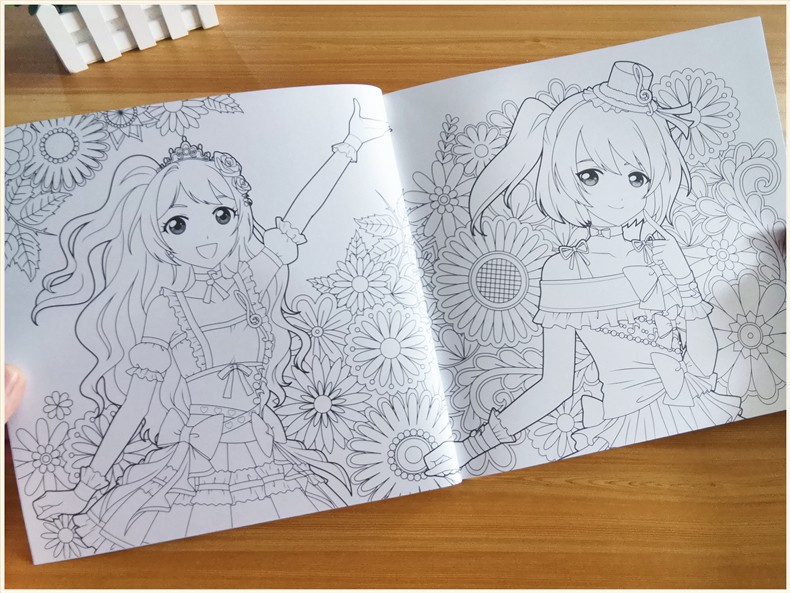 菲梦美少女涂色书绘画册公主图画本填色画画本绘本涂鸦动漫幼儿童云渊