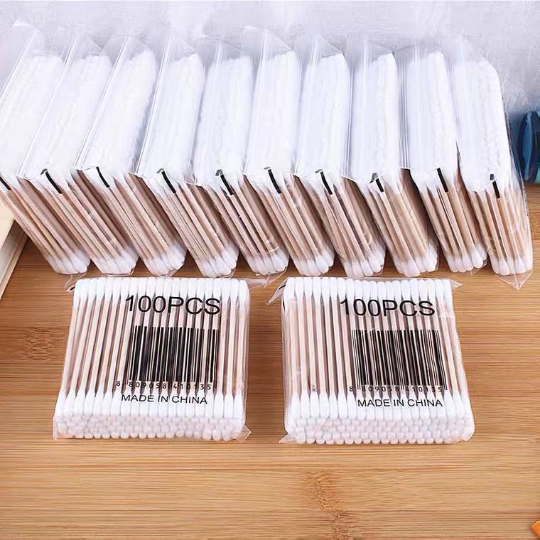木棍棉棒女生化妆美容棉签批发一次性棉花棒 10包【100根装】【图片