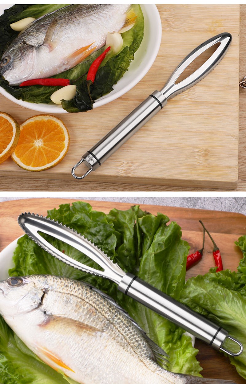 家用鱼鳞刨厨房用品刮鳞器打鳞刨杀鱼工具去鳞刷子鱼鳞刀不锈钢 方形