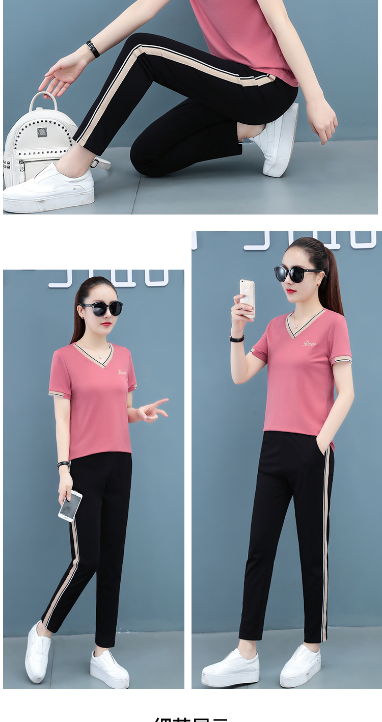 运动服套装女夏季新款妈妈短袖夏装宽松遮肉休闲两件套大码adidasnike