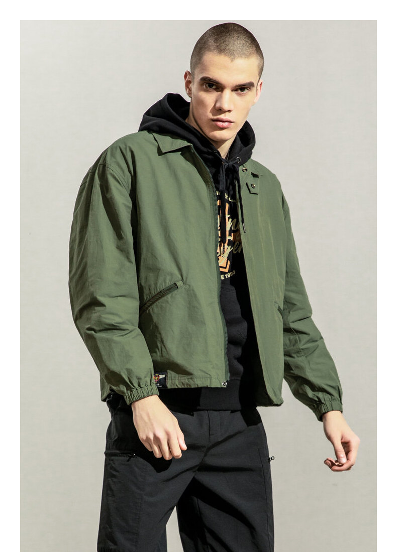 【21春新款】ak男装2021春季新款军事复古翻领夹克男2104204 军绿 m
