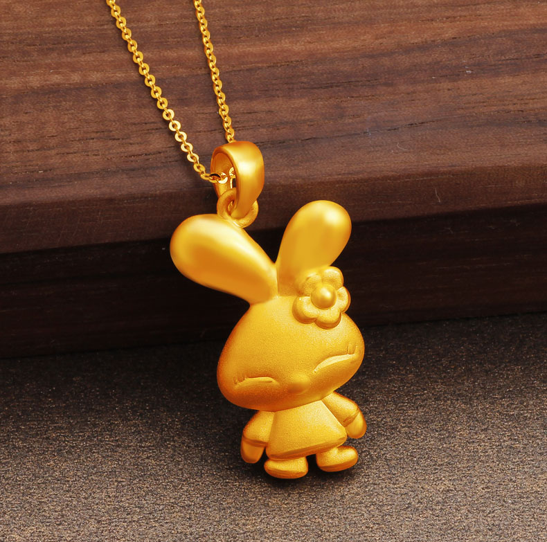 花草蒙拾 金兔吊坠本命年黄金兔子十二生肖兔足金999纯金吊坠小金兔