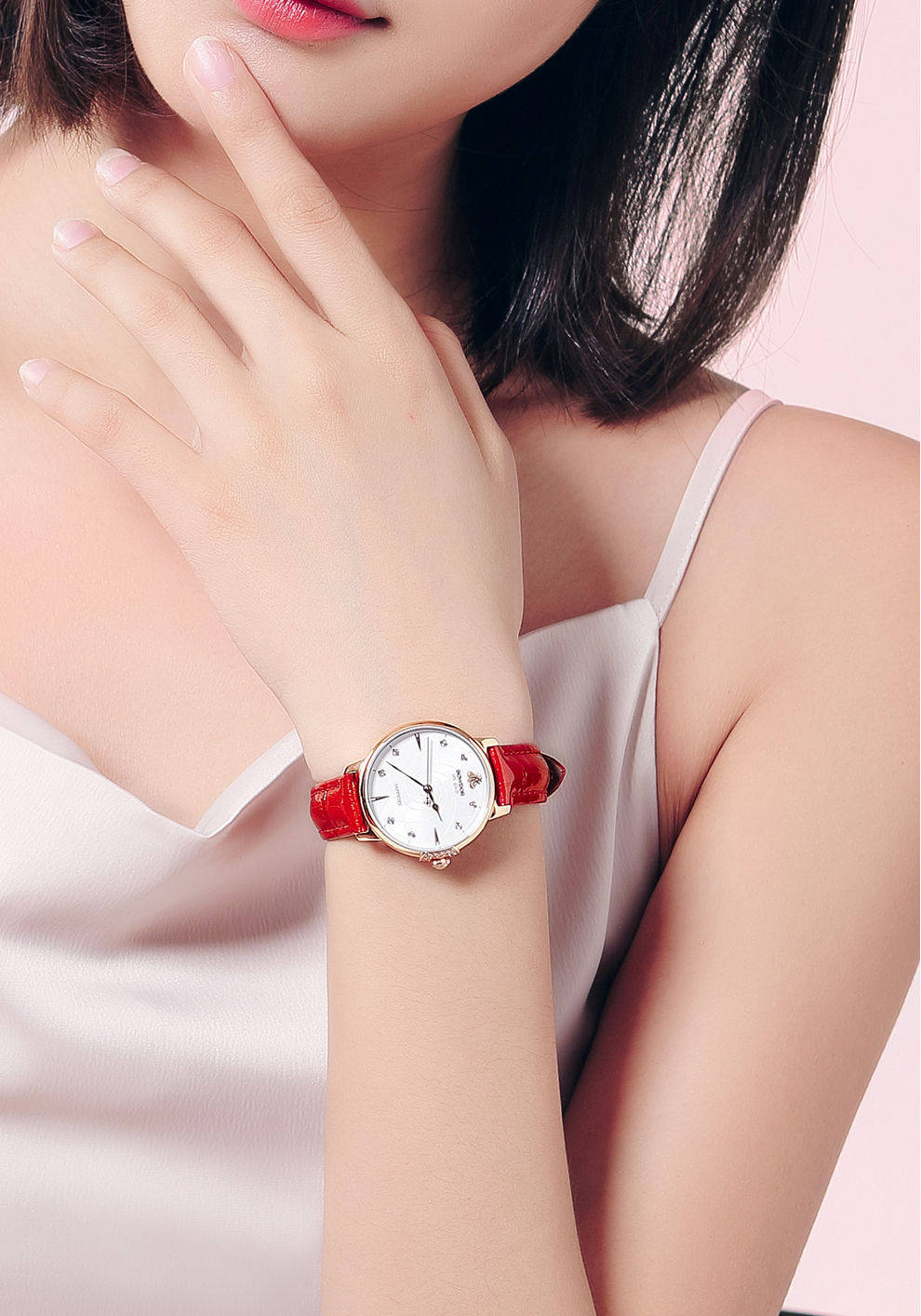 宝舵bowdor手表女都市丽人新款女生进口石英机芯国表18k金浪漫优雅