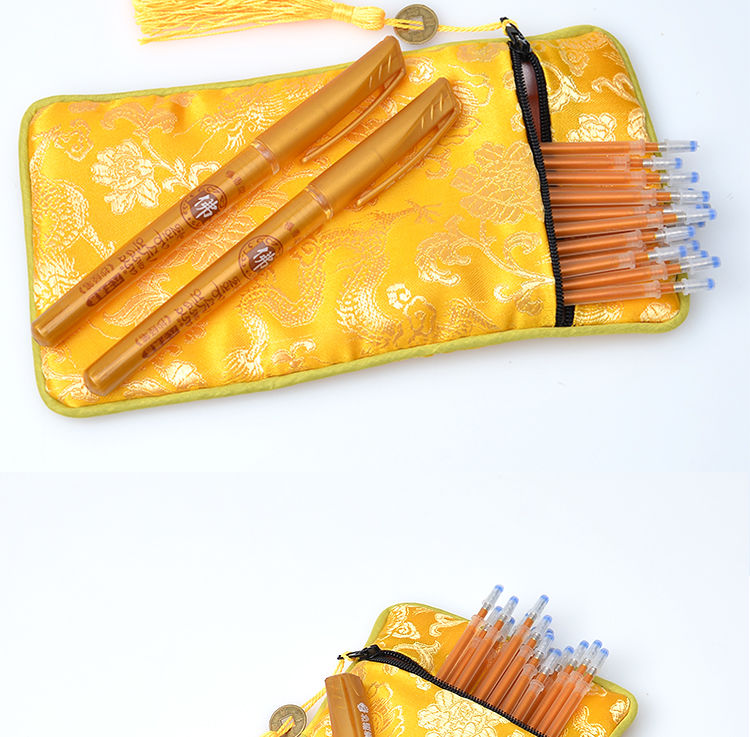 抄经笔金色笔芯07檀香描金笔佛像描金描经金笔中国风临摹水性笔1个金