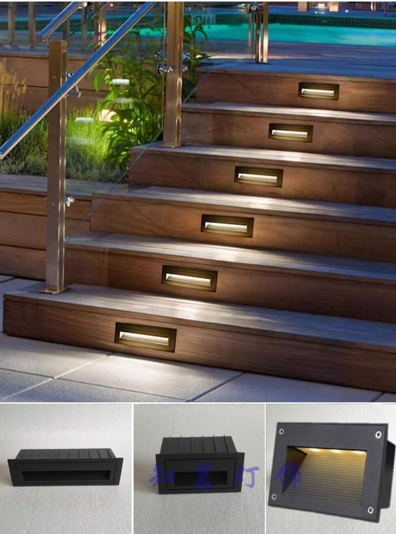 led地脚灯86型嵌入式过道墙角灯楼梯踏步灯户外防水台阶灯踢脚灯 黑色