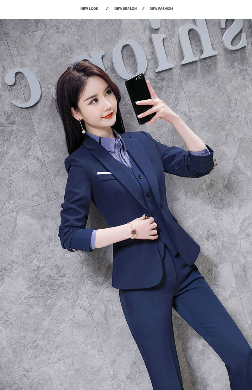 慕淘职业装西装套装女韩版2021春秋新款时尚气质正装工装美容师工作服