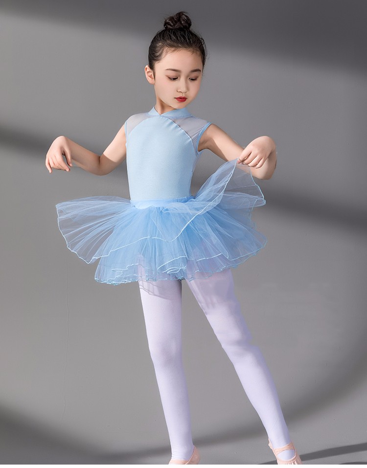 儿童舞蹈服短袖小孩紧身裙裤套装夏季芭蕾裙服装女子表演服 粉红色四