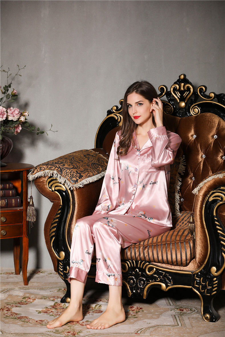 清仓捡漏纵享丝滑法国kj轻奢系列睡衣女冰丝睡衣春夏夏长袖长裤绸大码