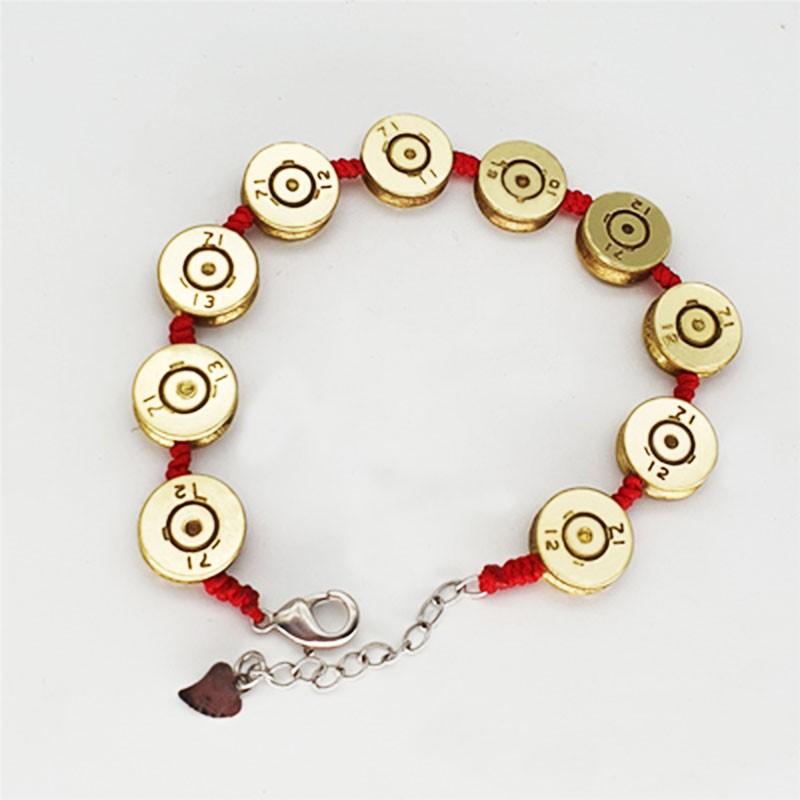 创意子弹壳工艺品送女友战友朋友子弹壳高精爱心生肖兵哥哥红绳手链