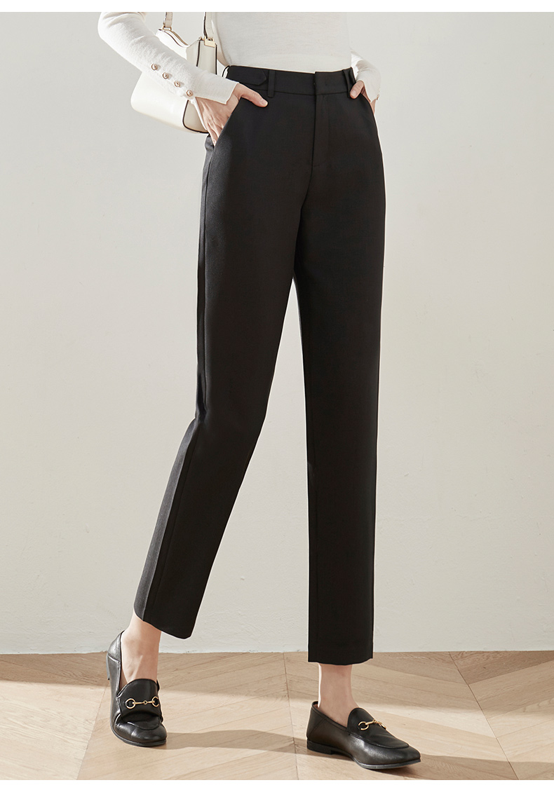 娅丽达黑色女裤小个子九分裤女西装裤2022春季新款裤子休闲直筒裤黑色