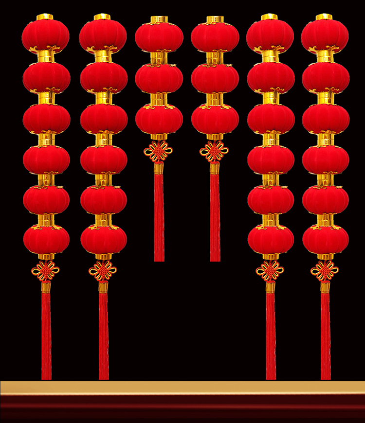 植绒小灯笼串挂饰大红灯笼户外元旦新年喜庆装饰场景布置连串灯笼 8号