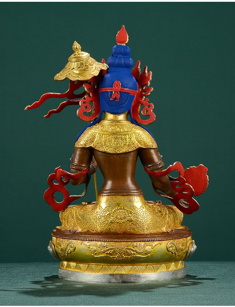 艺巅吉彩 大白伞盖佛母佛像西藏藏传密宗纯铜鎏银鎏金佛堂供佛摆件 7