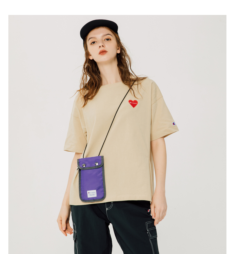 champion2021春夏新款爱心logo刺绣宽松圆领t恤冠军短袖女 浅灰色 l