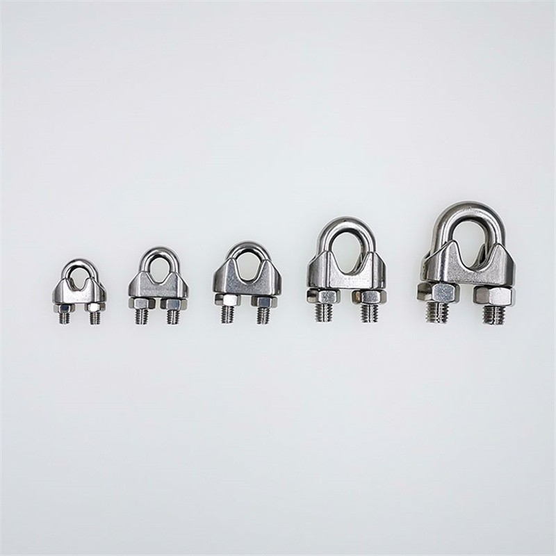 304不锈钢钢丝绳卡头扎头重型国标夹头u型锁扣u形猫爪卡扣绳扣m420个