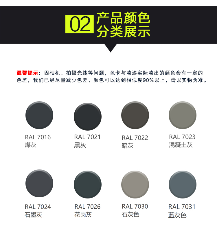 劳尔ral70167021702270237024702670307031漆先生自喷漆ral7030石灰色