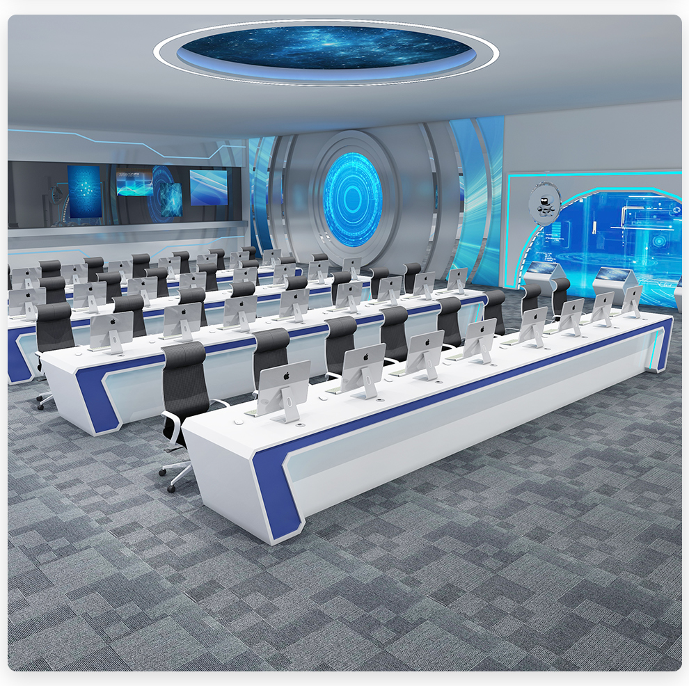 嘉航指挥中心监控室控制调度台操作台监控台中控烤漆定制弧形电脑桌