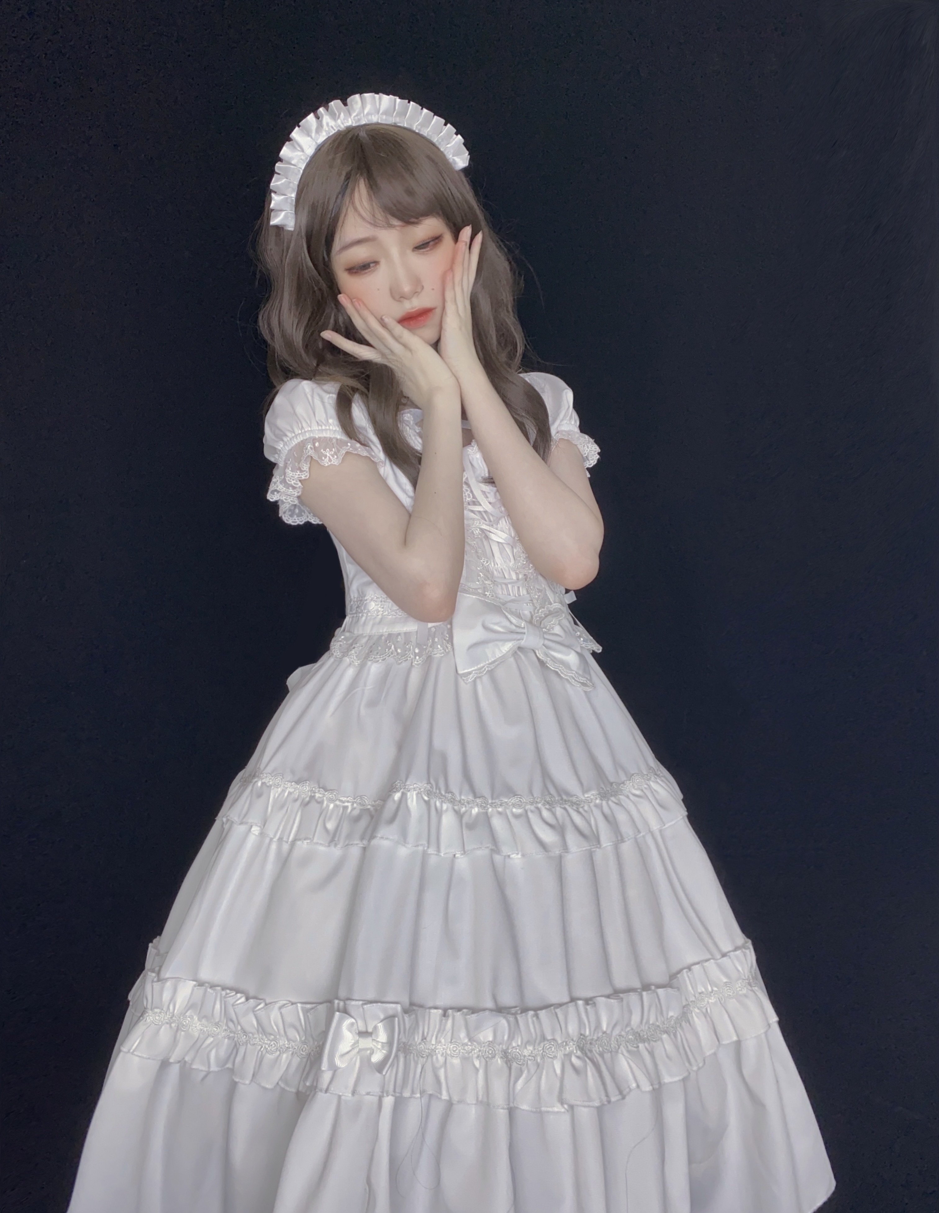 洛丽塔裙子成人夏日茶会洛丽塔op春夏连衣裙公主裙lo裙 黑色 l【建议