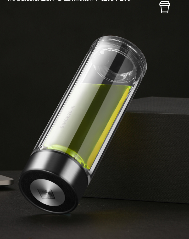 亚泰双层玻璃杯玻璃茶杯男女杯子带把手柄双层加厚耐热隔热家用办公