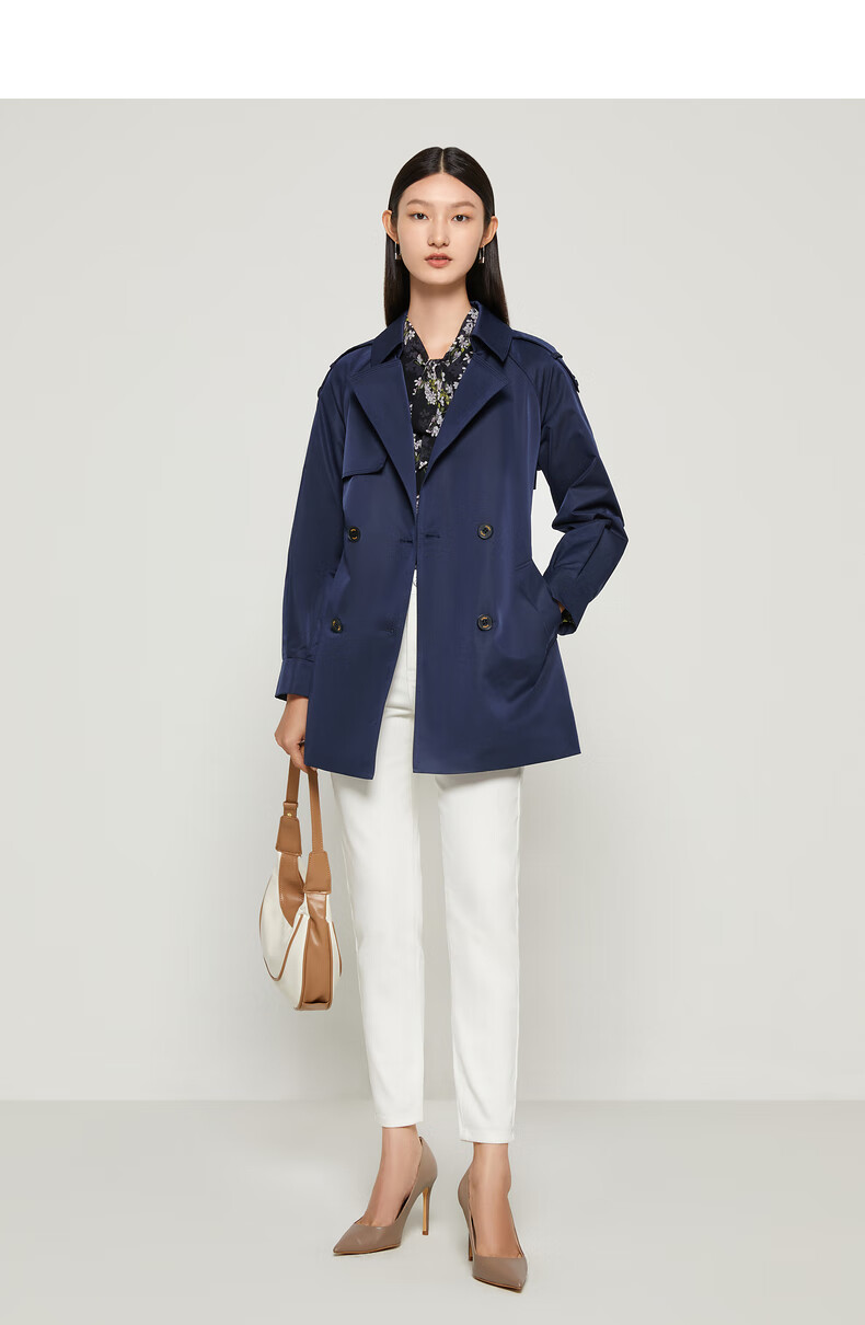 jz玖姿纯色气质通勤ol风衣女装2022秋季新款中长款时尚休闲外套 卡其