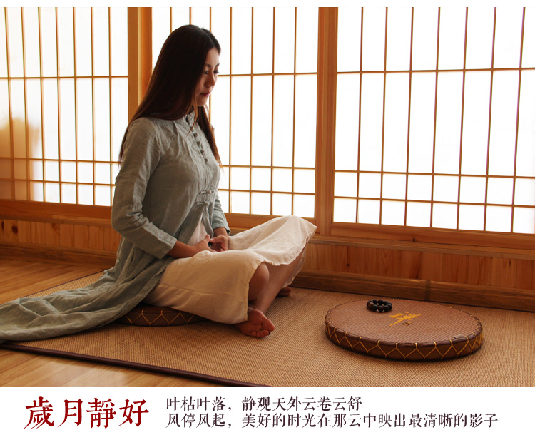 席面日式蒲团禅修垫加厚打坐拜佛冥想垫子家用茶道圆形榻榻米坐垫禅字